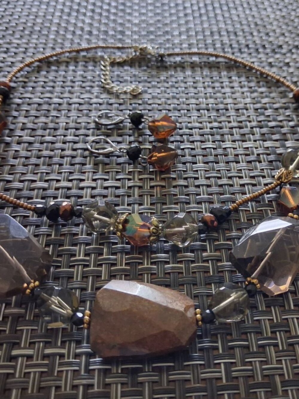 Handmade Brown Multi-Stone Double Strand Jewelry Set